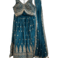 Size UK 14 (40" Bust) Adjustable to Size 16 - Teal Blue - Banarasi Silky Lehenga Set - Mehndi / Sangeet / Bridesmaids / Weddings / Garba - UK Stock - 24h Dispatch - JF7940 05JT26 - Prachy Creations