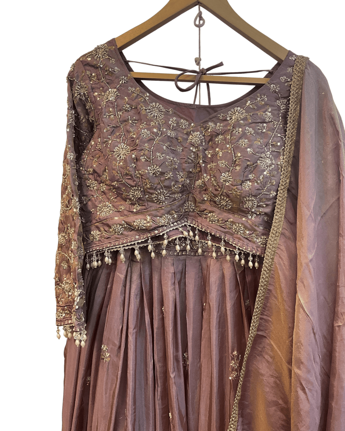 Size UK 14 (40" Bust) Long Sleeves - Pastel Lilac - Silky Lehenga Set - Mehndi / Sangeet / Bridesmaids / Weddings / Garba - UK Stock - 24h Dispatch - KM- VAN416 07JJ26 - Prachy Creations