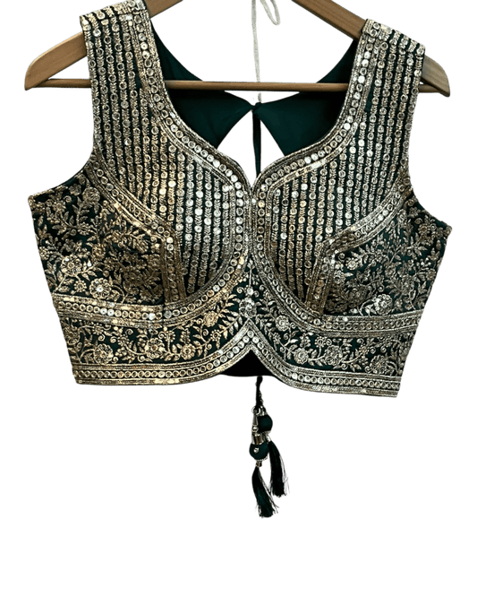 Size UK 14 (40") Dark Green - Lehenga Set - Mehndi / Sangeet / Bridesmaids / Weddings / Garba - UK Stock - 24h Dispatch - JF12061 09TT26 - Prachy Creations