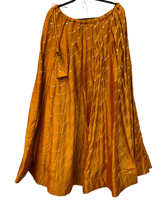 Size UK 16 (42" Bust) Amber Yellow - Dupion Silk Lehenga Set - Garba / Dandia , Mehndi / Sangeet / Weddings - Adjustable to Size 18 - UK Stock - 24h Dispatch - AF2506 09TY25 - Prachy Creations
