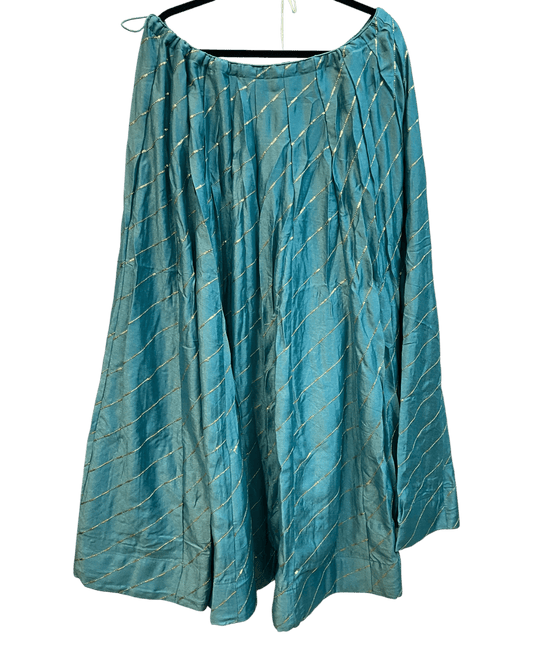 Size UK 16 (42" Bust) Pastel Sky Blue - Dupion Silk Lehenga Set - Garba / Dandia , Mehndi / Sangeet / Weddings - Adjustable to Size 18 - UK Stock - 24h Dispatch - AF2506 09TY25 - Prachy Creations