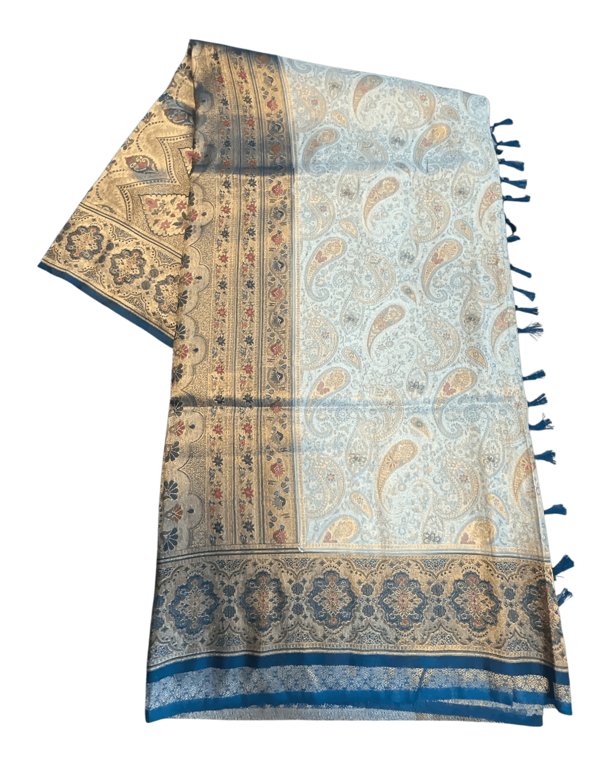 Sky Blue - Rich Brocade Traditional Handloom Saree with Blouse Piece - UK stock - 24hr Dispatch - SP2627 TV - Prachy Creations