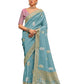 Sky / Light Blue - Handloom - Chiffon Banarasi Saree with Blouse Piece - JOH1608 10TV25 - Prachy Creations