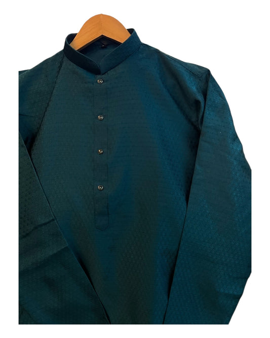 Teal - Banarasi Handloom Brocade Mens Indian Kurta set - UK Stock - Weddings / Walimas , Sangeet, Diwali, Eid, Mehndi / Henna - VEE2521 KJ - Prachy Creations
