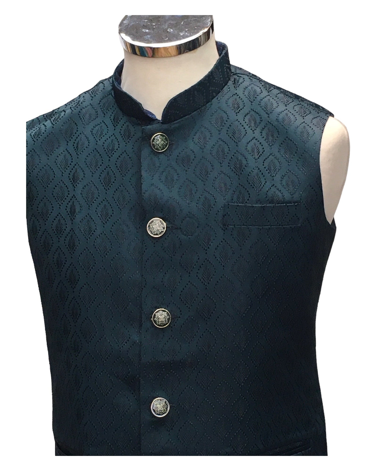 Teal Blue - Rich Suiting Material Mens Indian Waistcoat - Amazing Fit - Great Quality - YD2420 KC 0824 - Prachy Creations