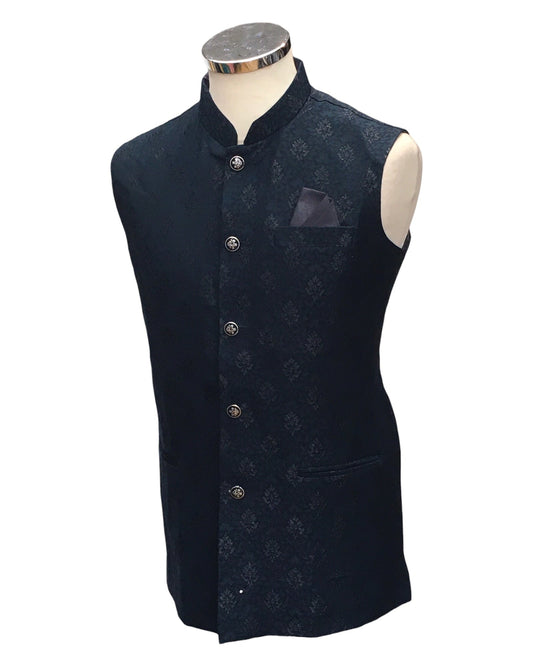 Teal Blue - Rich Suiting Material Mens Indian Waistcoat - Amazing Fit - Great Quality - YD2421 KC 0824 - Prachy Creations