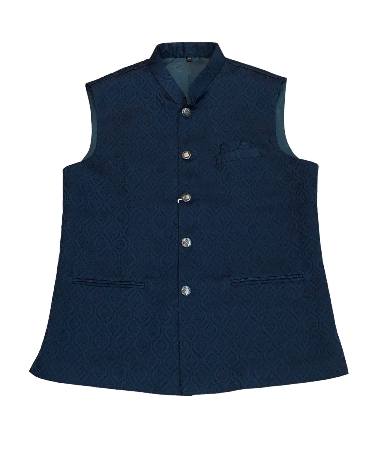 Teal Blue - Self Brocade Indian Mens Waistcoat / Bandi - Bollywood - CS2402 KT 0524 - Prachy Creations