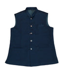 Teal Blue - Self Brocade Indian Mens Waistcoat / Bandi - Bollywood - CS2402 KT 0524 - Prachy Creations