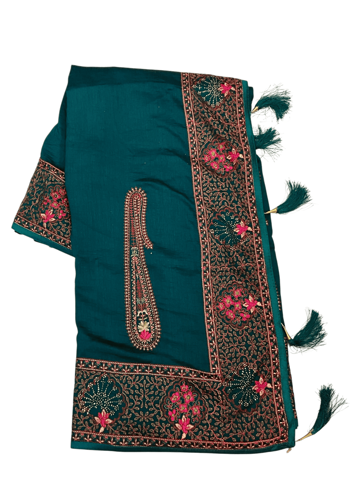 Teal - Classic Saree with Thread Work and Blouse Piece - UK stock - 24hr Dispatch - RS2505 VY - Prachy Creations