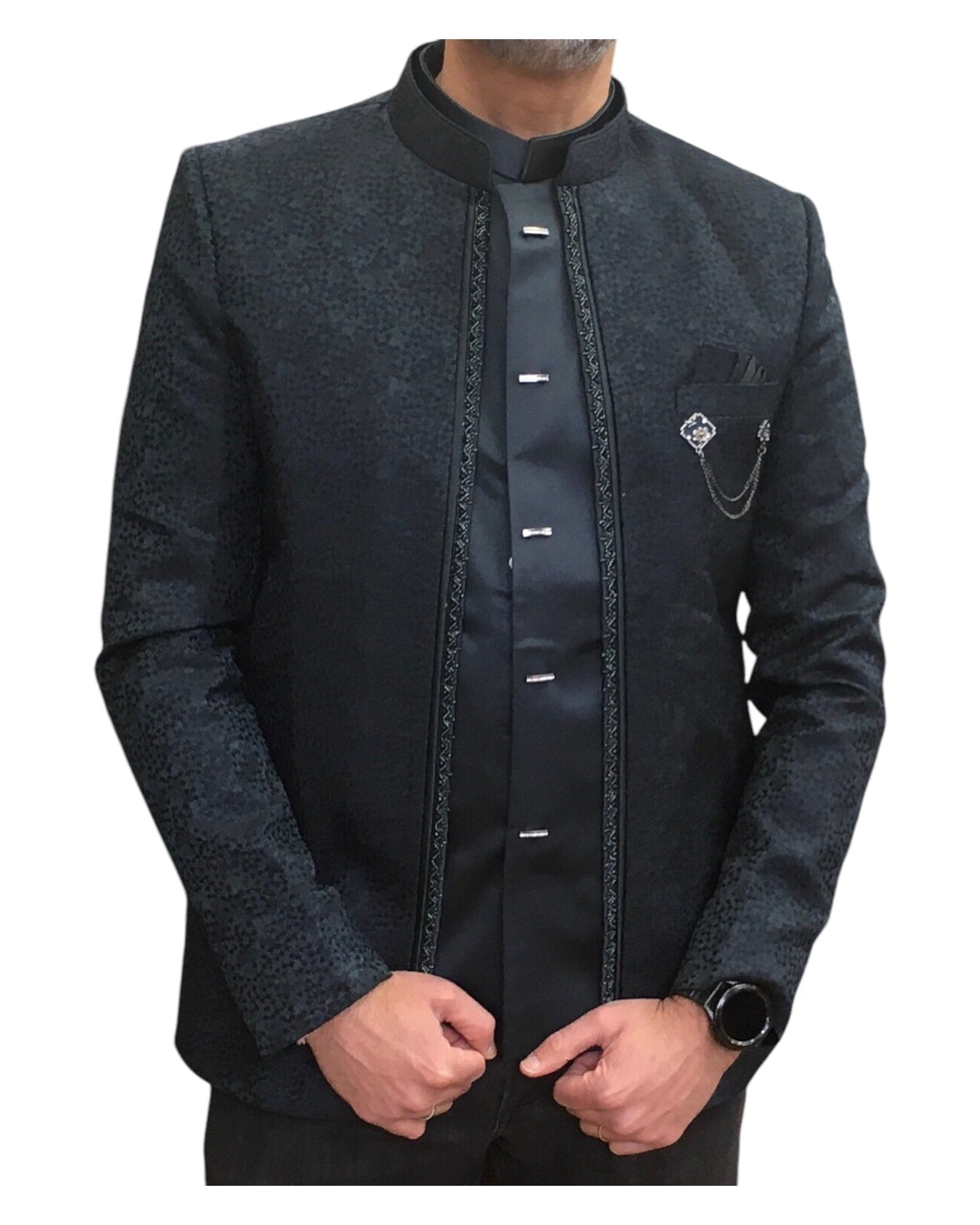 Teal - PREMIUM Slim Fit Mens BandhGala / Prince / Chinese Collar Open Jacket with inside Waistcoat- Fantastic Fit - CS2508 RY 0325 - Prachy Creations
