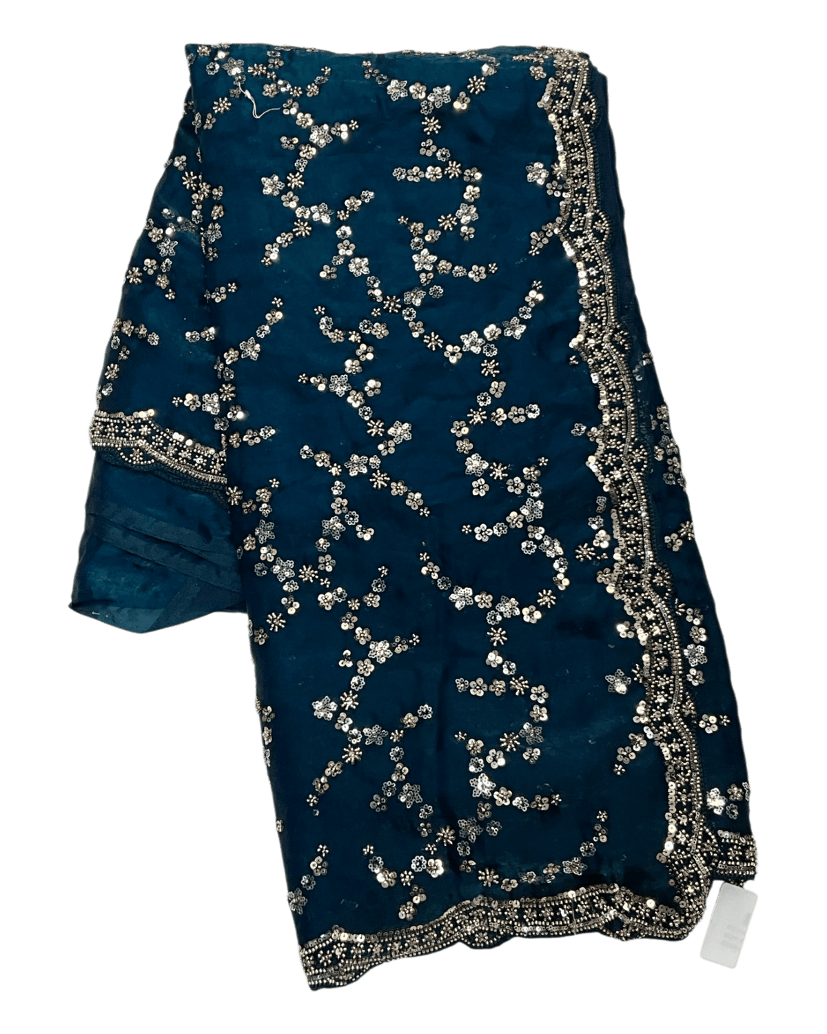 Teal - Rich Saree with Allover Sequins Work and Blouse Piece - UK stock - 24hr Dispatch - RS2503 JV - Prachy Creations