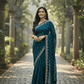 Teal - Rich Saree with Stone Work Border and Blouse Piece - UK stock - 24hr Dispatch - RS2501 TH - Prachy Creations