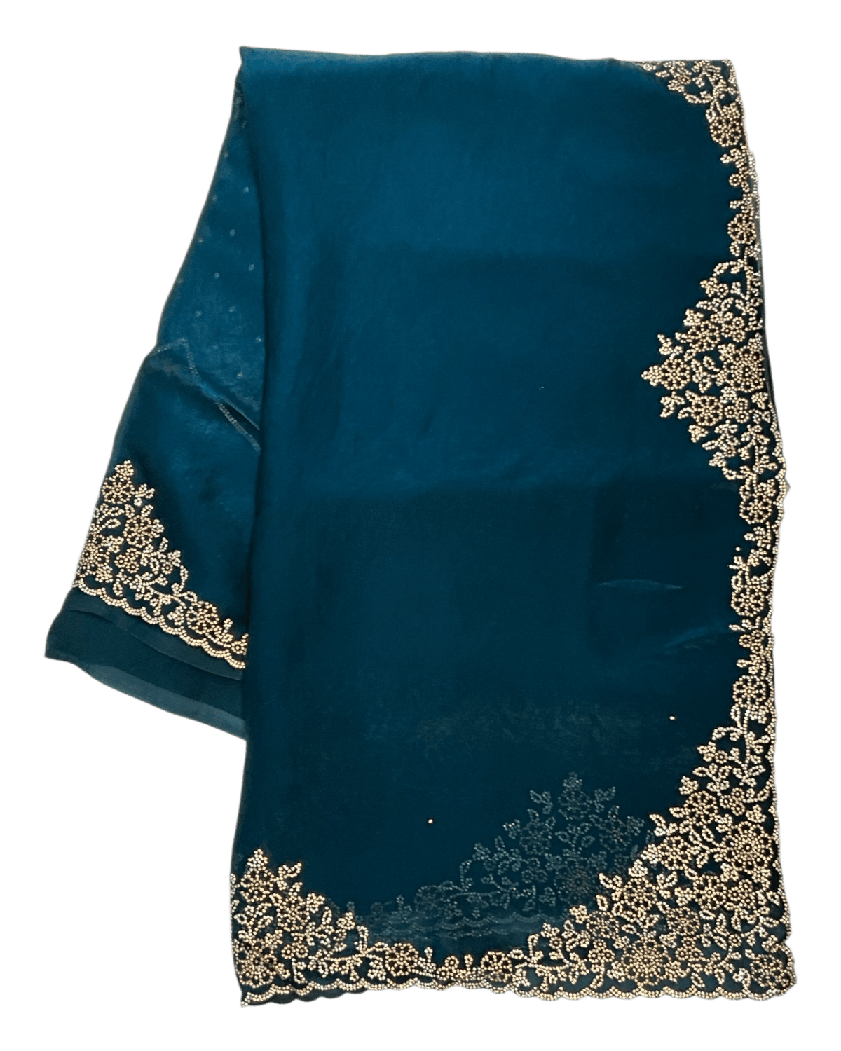 Teal - Rich Saree with Stone Work Border and Blouse Piece - UK stock - 24hr Dispatch - RS2511 TA - Prachy Creations