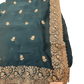 Teal - Saree with Thread / Stone Work and Blouse Piece - UK stock - 24hr Dispatch - SP2617 VK - Prachy Creations