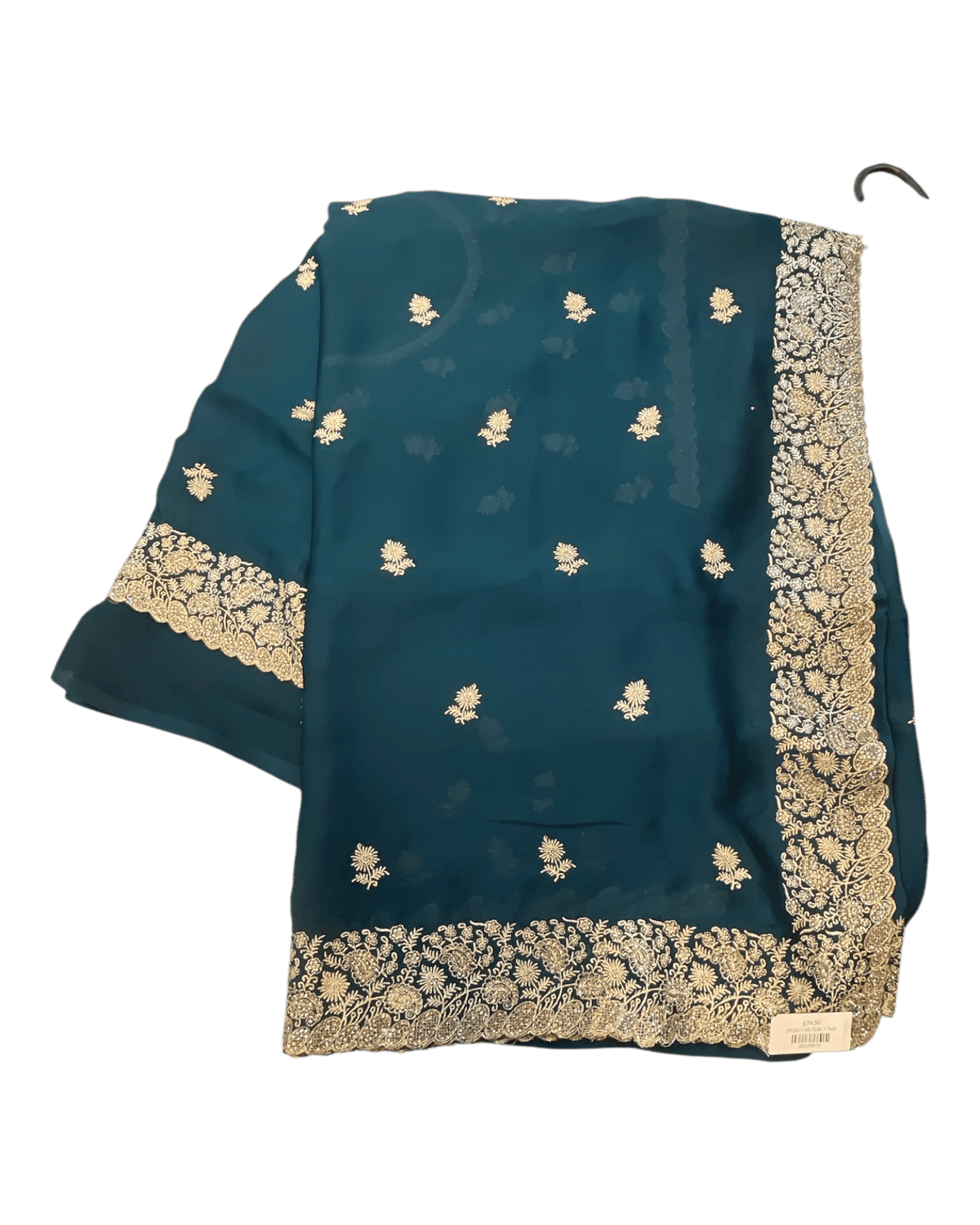 Teal - Saree with Thread / Stone Work and Blouse Piece - UK stock - 24hr Dispatch - SP2617 VK - Prachy Creations