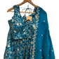 Turquoise Blue - Banarasi Brocade Silky Lehenga Set - Mehndi / Sangeet / Bridesmaids / Weddings / Garba - Size UK 12 (38" Bust) Adjustable to Size 14 - UK Stock - 24h Dispatch - AF2601 02VP26 - Prachy Creations