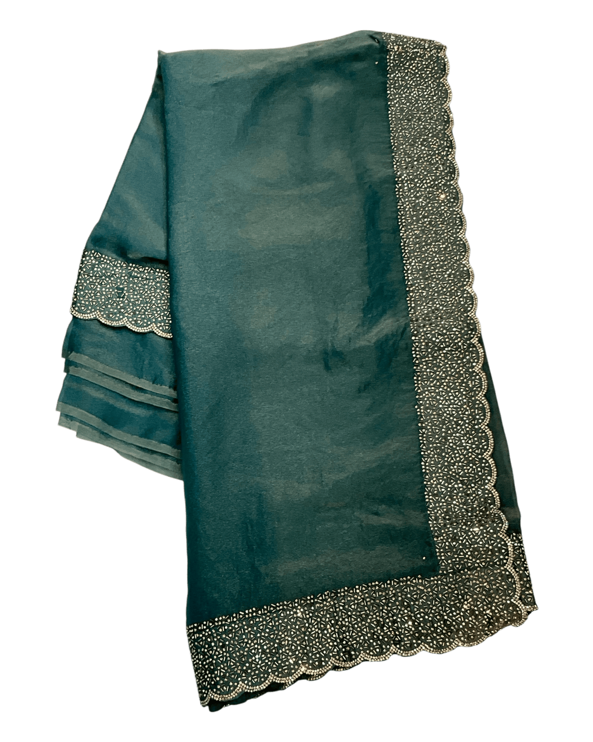 Turquoise Blue - Classic Saree with Stone Work Border and Blouse Piece - UK stock - 24hr Dispatch - RS2538 VP - Prachy Creations