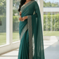 Turquoise Blue - Classic Saree with Stone Work Border and Blouse Piece - UK stock - 24hr Dispatch - RS2538 VP - Prachy Creations