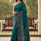 Turquoise Blue - Classic Saree with Thread Work and Blouse Piece - UK stock - 24hr Dispatch - RS2505 VY - Prachy Creations