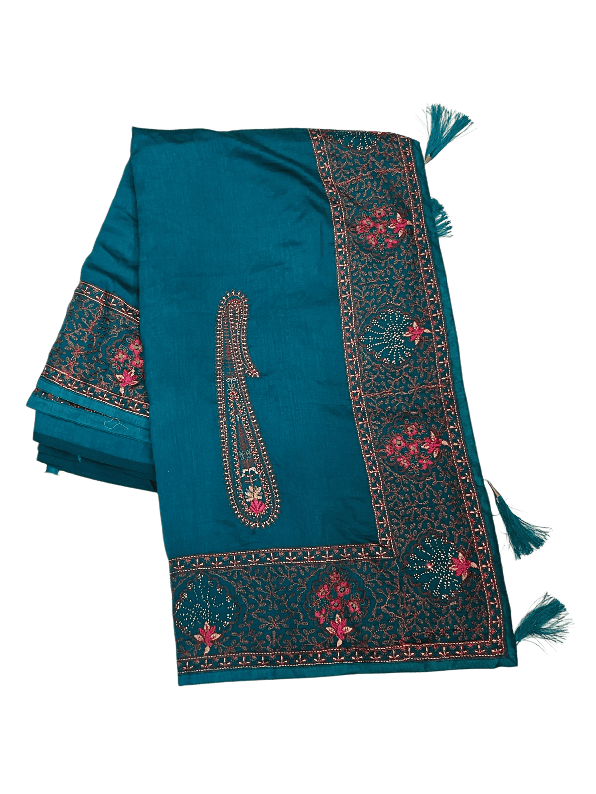 Turquoise Blue - Classic Saree with Thread Work and Blouse Piece - UK stock - 24hr Dispatch - RS2505 VY - Prachy Creations