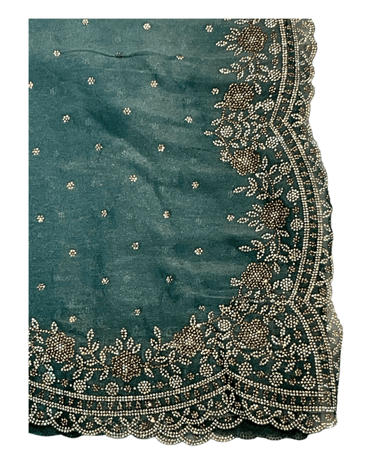 Turquoise Blue - Classic Saree with Thread Work Border and Blouse Piece - UK stock - 24hr Dispatch - RS2529 JR - Prachy Creations