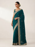 Turquoise Blue - Fancy Party Saree with Blouse Piece - UK stock - 24hr Dispatch - SP2603 VY - Prachy Creations