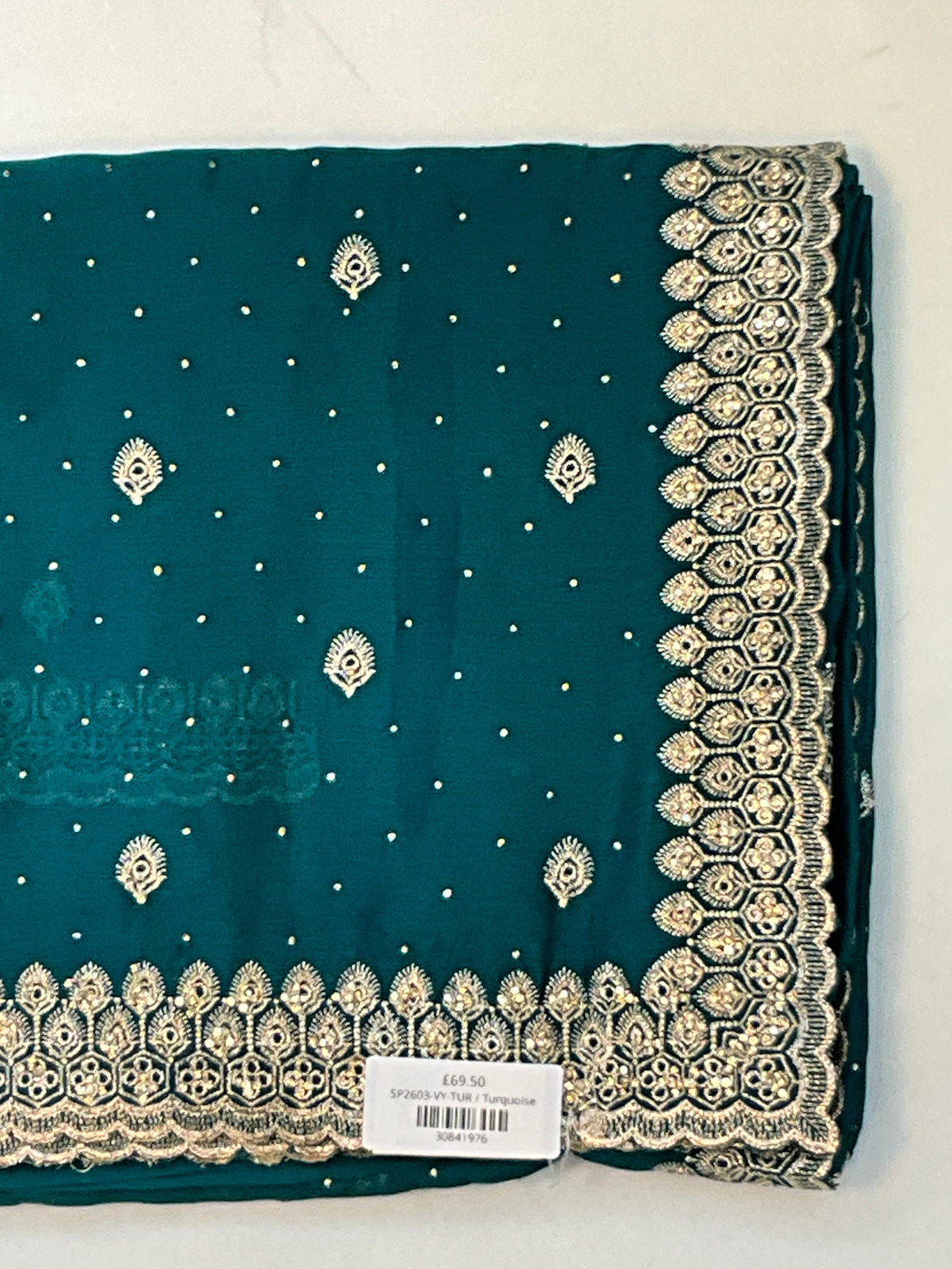 Turquoise Blue - Fancy Party Saree with Blouse Piece - UK stock - 24hr Dispatch - SP2603 VY - Prachy Creations