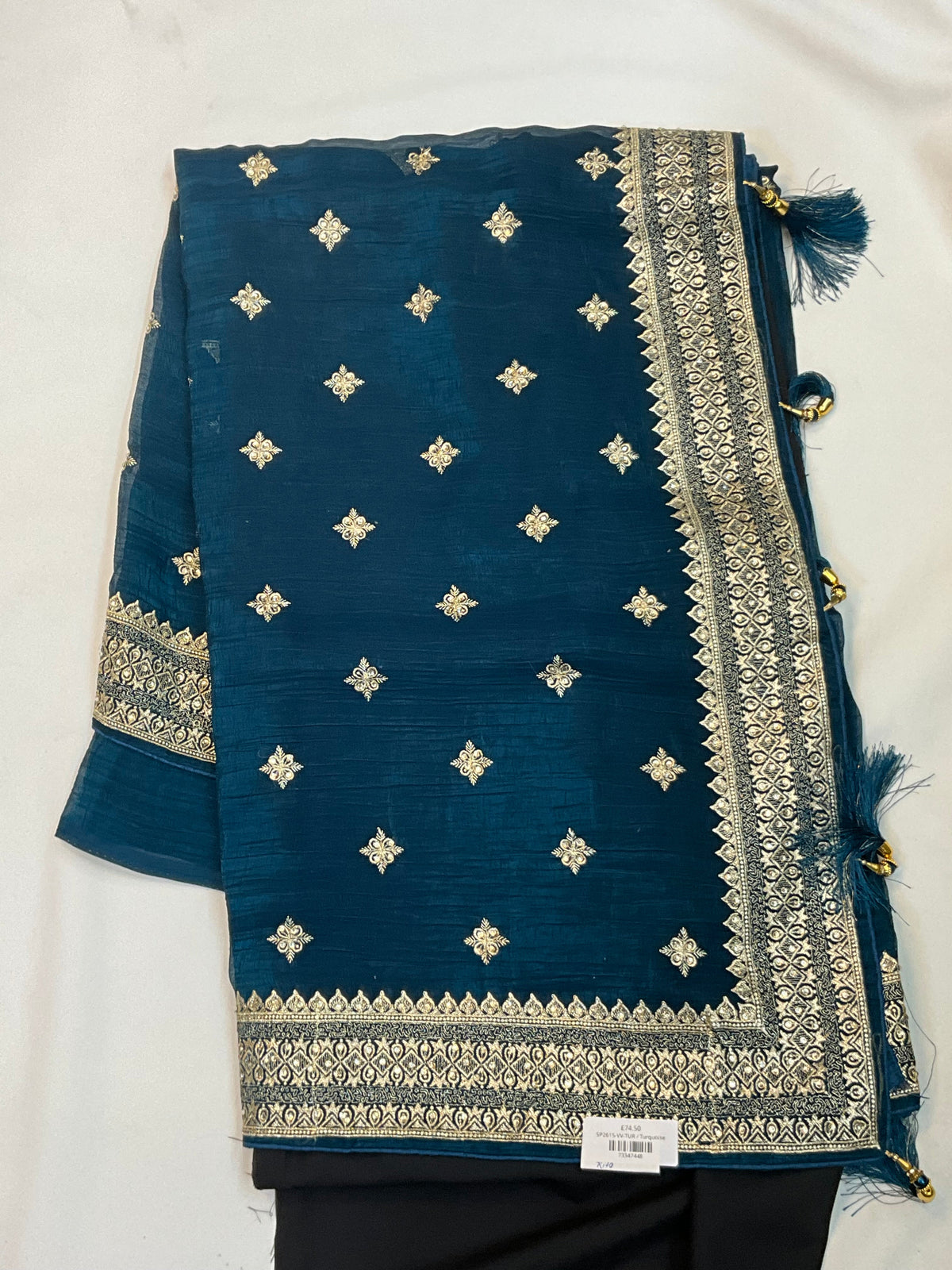 Turquoise Blue - Fancy Party Saree with Blouse Piece - UK stock - 24hr Dispatch - SP2615 VV - Prachy Creations