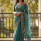 Turquoise Blue - Rich Saree with Bead Embroidery and Blouse Piece - UK stock - 24hr Dispatch - RS2523 TH - Prachy Creations