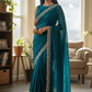 Turquoise Blue - Rich Saree with Stone Work and Blouse Piece - UK stock - 24hr Dispatch - RS2514 VC - Prachy Creations