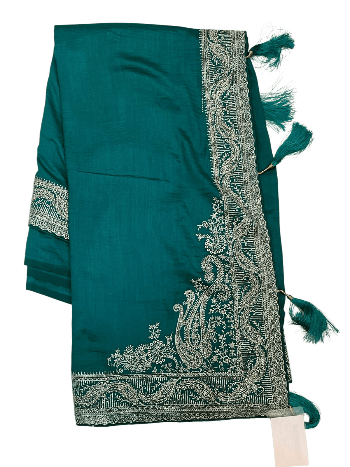 Turquoise - Classic Saree with Thread / Stone Work and Blouse Piece - UK stock - 24hr Dispatch - RS2506 VP - Prachy Creations