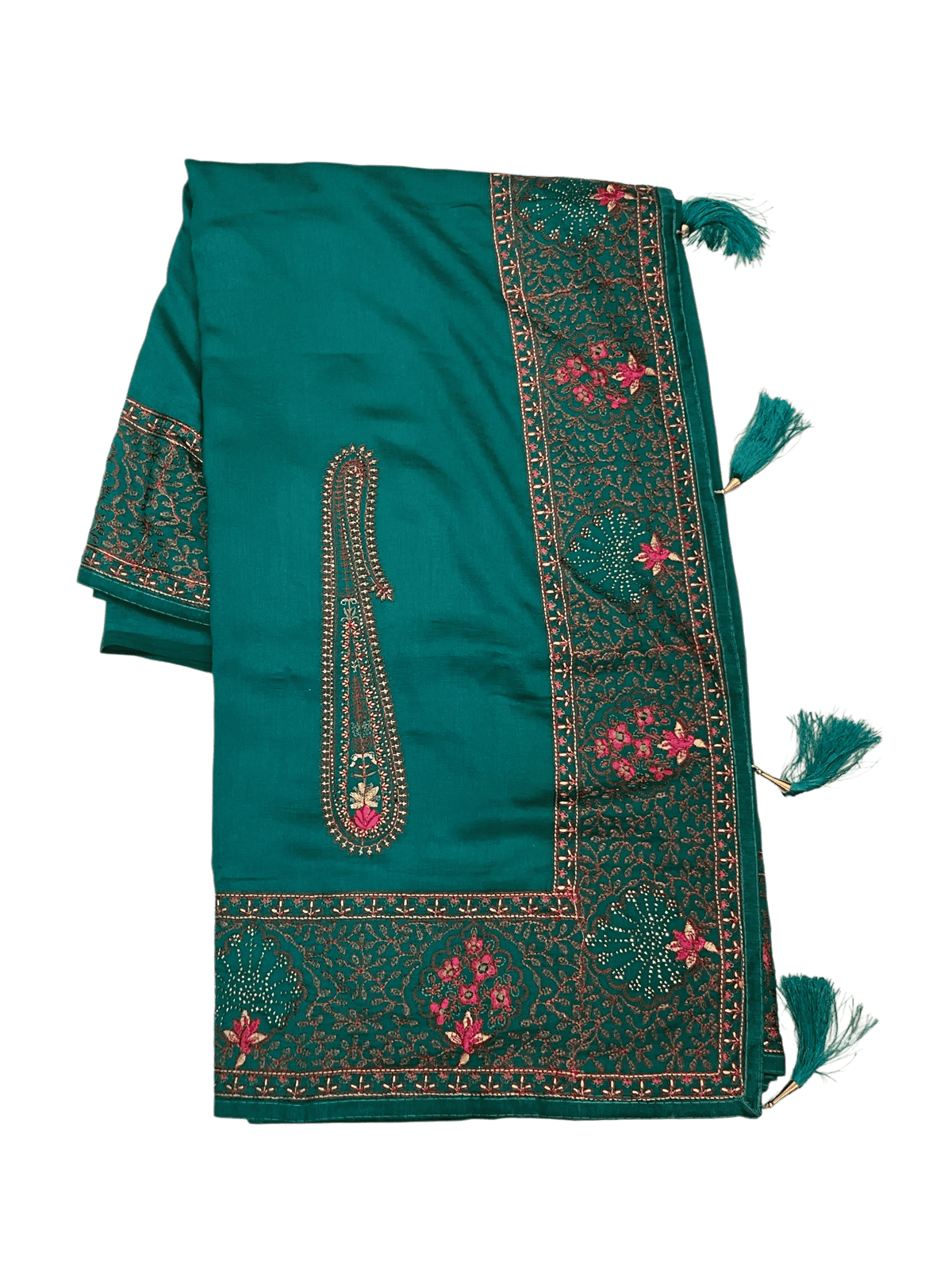 Turquoise Green - Classic Saree with Thread Work and Blouse Piece - UK stock - 24hr Dispatch - RS2505 VY - Prachy Creations