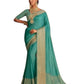 Turquoise - Handloom - Banarasi Crepe Saree with Blouse Piece - JOHJAN47004 10VY25 - Prachy Creations