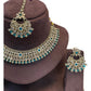 Turquoise - Large Size Antique Gold Finish Necklace Set with Earrings - SJ01 KVp - Prachy Creations