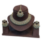 Turquoise - Large Size Antique Gold Finish Necklace Set with Earrings - SJ01 KVp - Prachy Creations