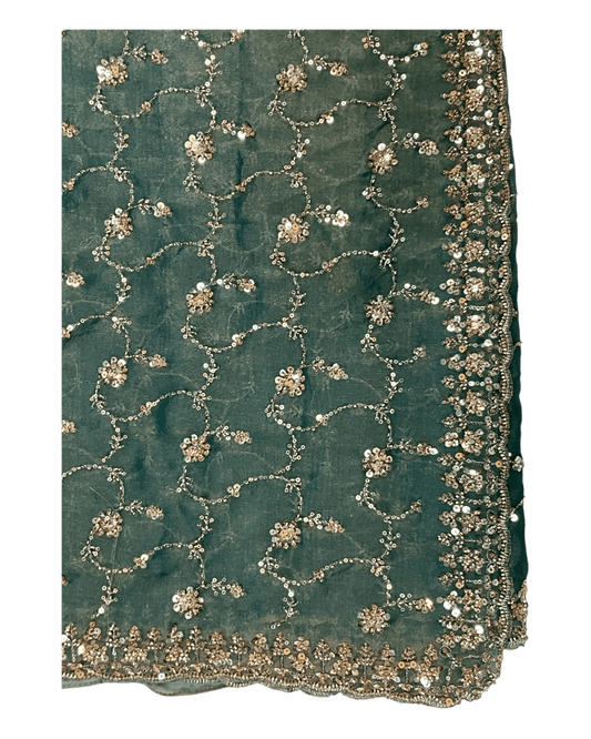 Turquoise - Rich Bridal Saree with Allover Embroidery and Blouse Piece - UK stock - 24hr Dispatch - RS2519 JT - Prachy Creations