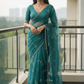 Turquoise - Rich Saree with Allover Embroidery and Blouse Piece - UK stock - 24hr Dispatch - RS2520 JA - Prachy Creations