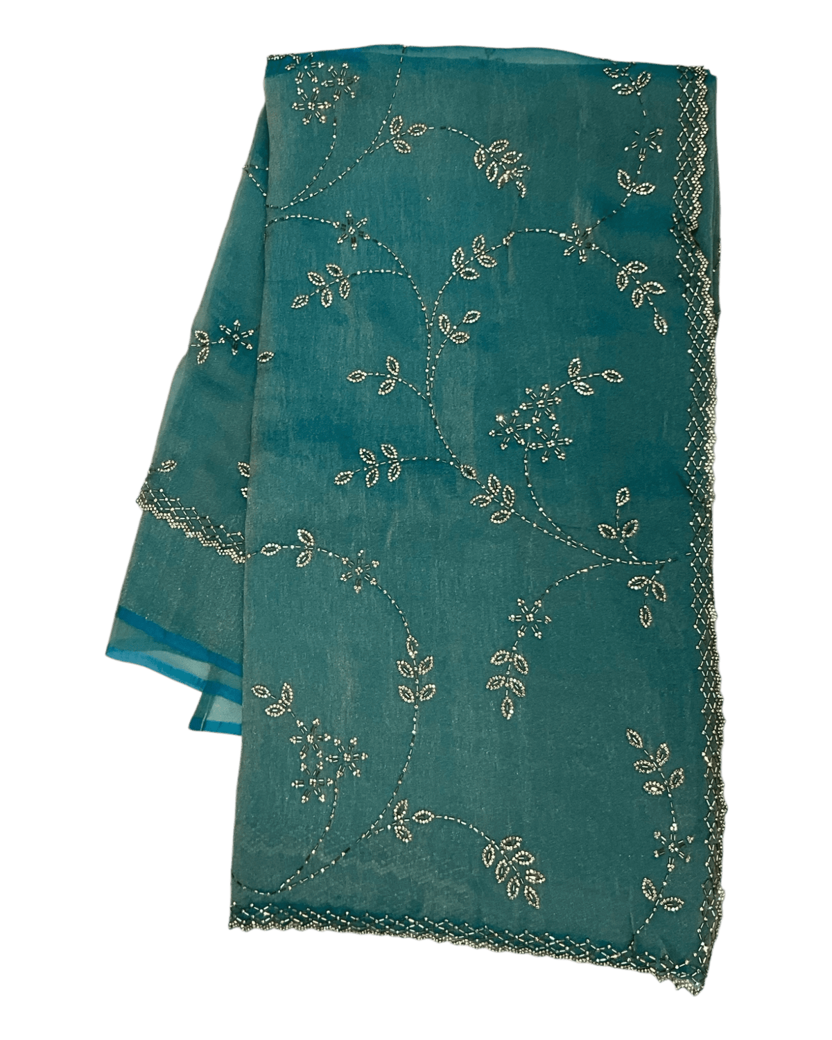 Turquoise - Rich Saree with Allover Embroidery and Blouse Piece - UK stock - 24hr Dispatch - RS2520 JA - Prachy Creations