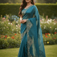 Turquoise - Rich Saree with Stone Work Border and Blouse Piece - UK stock - 24hr Dispatch - RS2511 TA - Prachy Creations