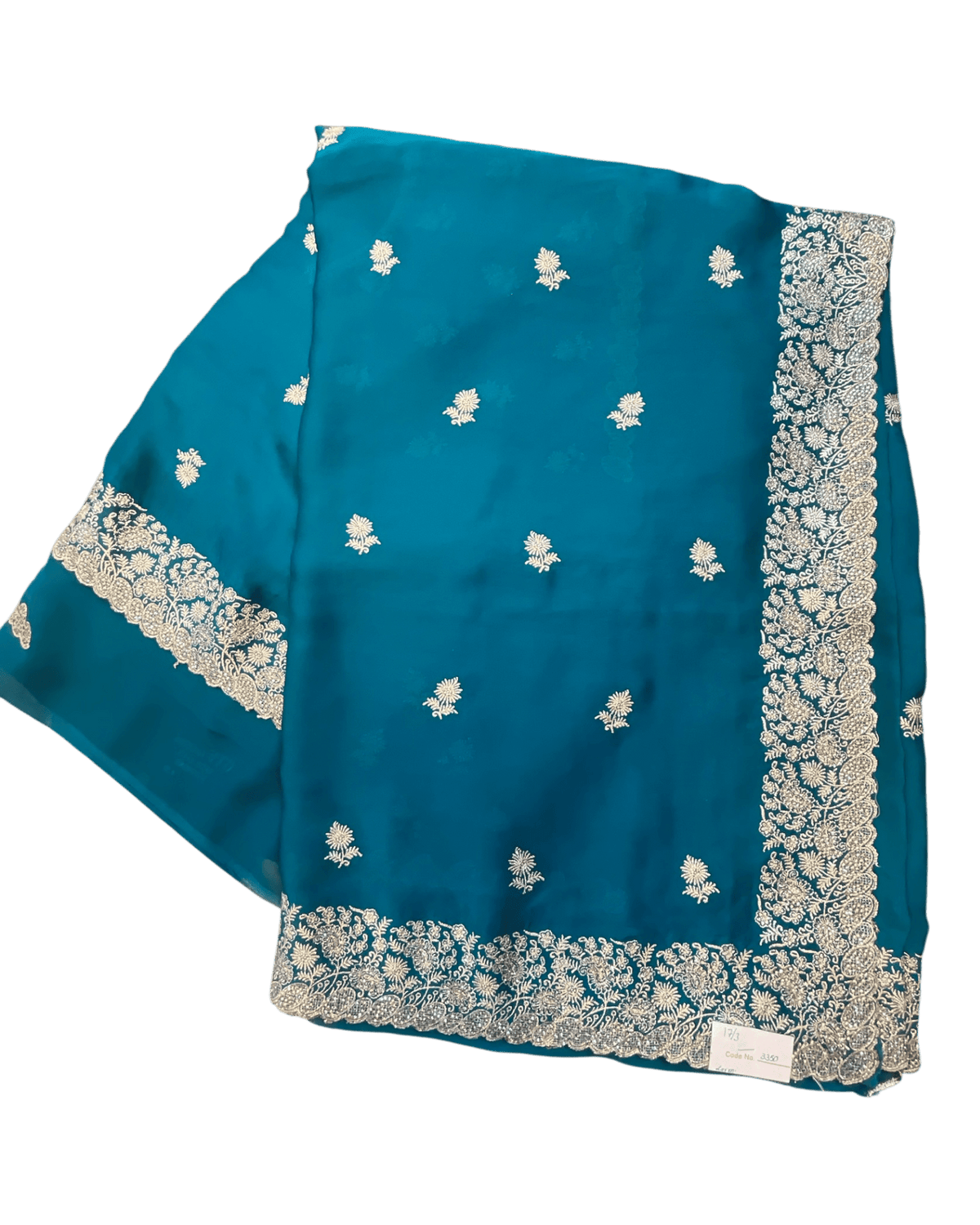 Turquoise - Saree with Thread / Stone Work and Blouse Piece - UK stock - 24hr Dispatch - SP2617 VK - Prachy Creations