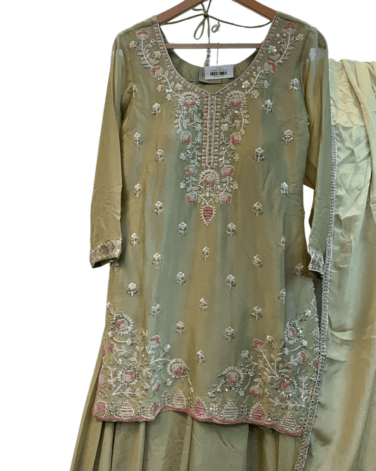 UK 20 / 46" - Mint Green - Mid length - Ladies Sharara / Palazzo Trousers Suit - UK Stock - Sangeet / Henna / Weddings - HEL6492 TK - Prachy Creations