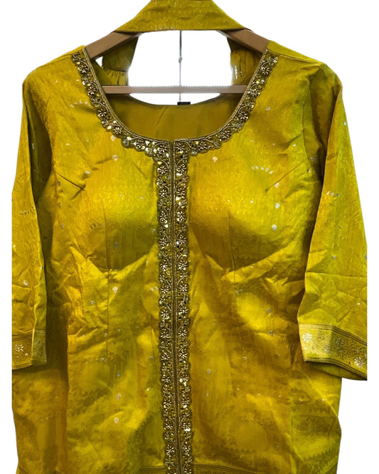 UK 20 / 46" - Yellow - Ladies Sharara / Palazzo Trousers Suit - UK Stock - Sangeet / Henna / Weddings - DIL8640 TP - Prachy Creations