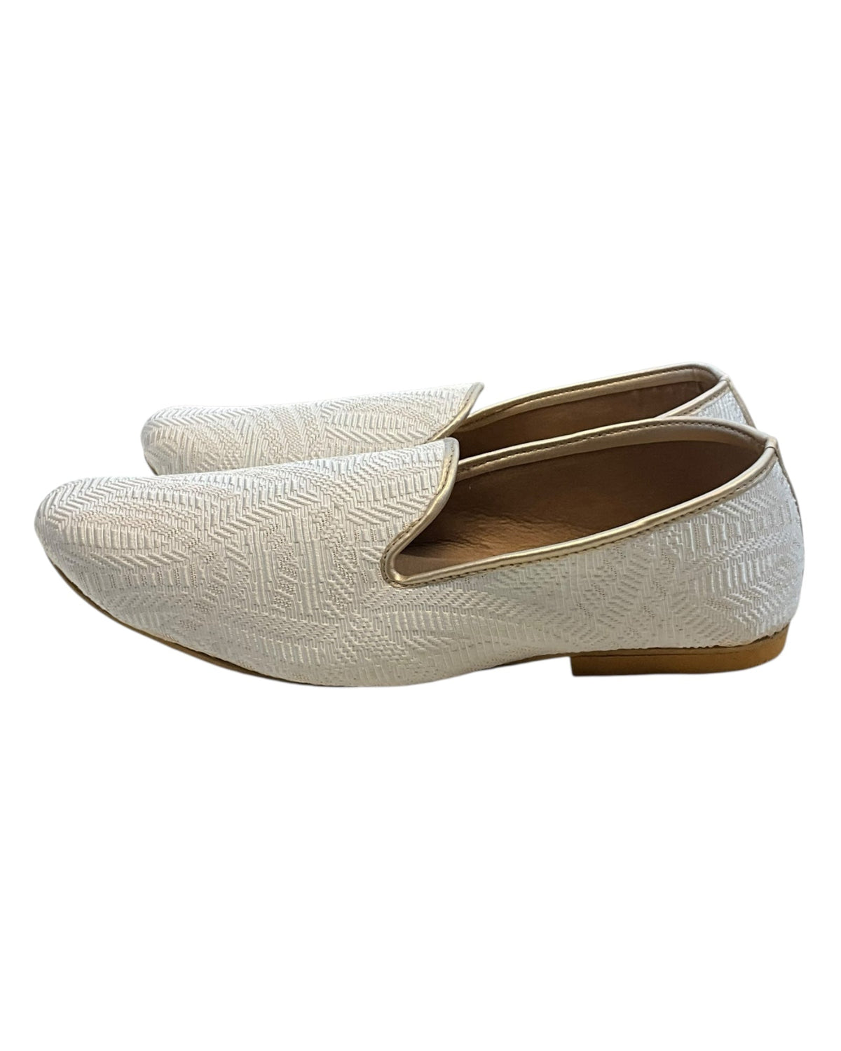 Very Comfortable Cream Brocade Loafer Style Mojri - Indian Mens shoes - Mojari , Khossay - YD2505 C - Prachy Creations