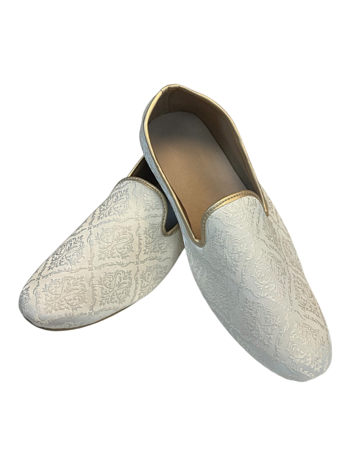 Very Comfortable Cream Brocade Loafer Style Mojri - Indian Mens shoes - Mojari , Khossay - YD2602 - Prachy Creations
