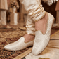 Very Comfortable Cream Brocade Loafer Style Mojri - Indian Mens shoes - Mojari , Khossay - YD2602 - Prachy Creations