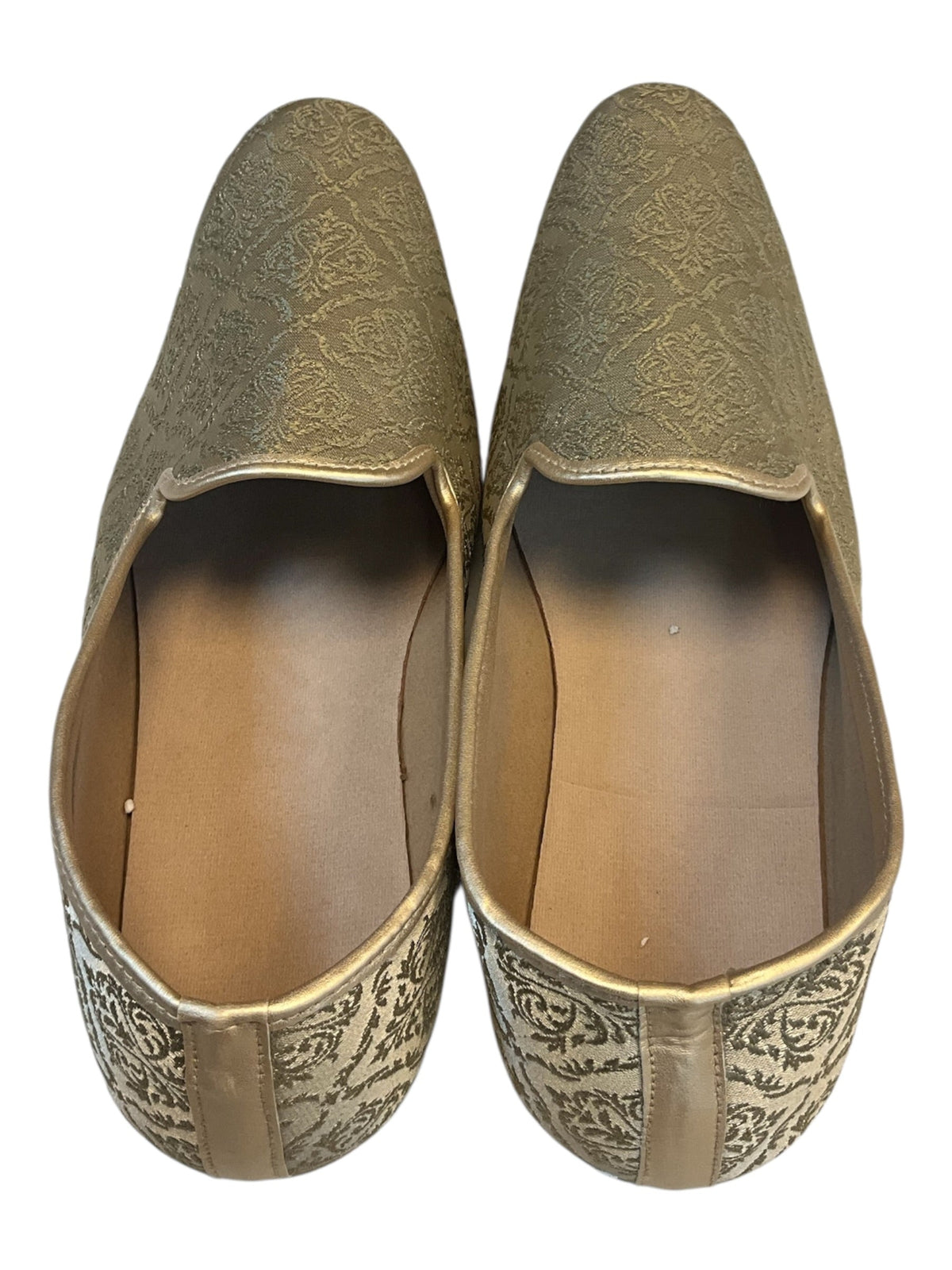 Very Comfortable Dark Gold Brocade Loafer Style Mojri - Indian Mens shoes - Mojari , Khossay - YD2602 - Prachy Creations