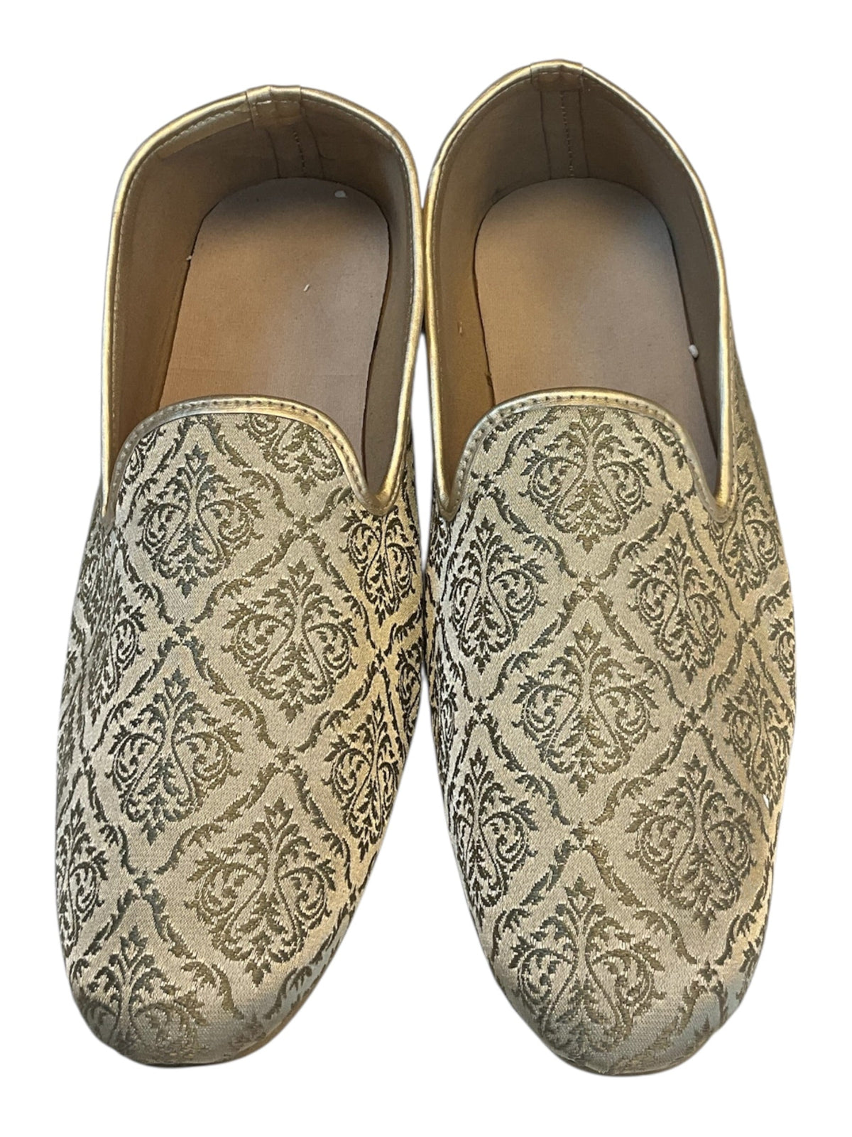 Very Comfortable Dark Gold Brocade Loafer Style Mojri - Indian Mens shoes - Mojari , Khossay - YD2602 - Prachy Creations