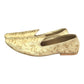 Very comfortable Gold Brocade Loafer style Mojri - Indian Mens shoes - Mojari, Khossay - YD2208 H - Prachy Creations