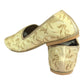 Very comfortable Gold Brocade Loafer style Mojri - Indian Mens shoes - Mojari, Khossay - YD2208 H - Prachy Creations
