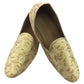 Very comfortable Gold Brocade Loafer style Mojri - Indian Mens shoes - Mojari, Khossay - YD2208 H - Prachy Creations